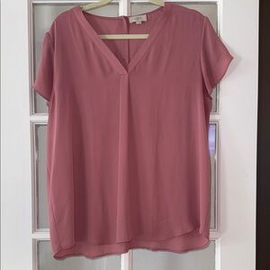 LOFT Women's Blush V-Neck Blouse